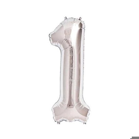 1 Rakam Gümüş Folyo Balon 40 inc 100 cm