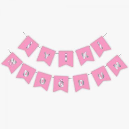 İyi Ki Doğdun Yazı Pembe/Gümüş Banner