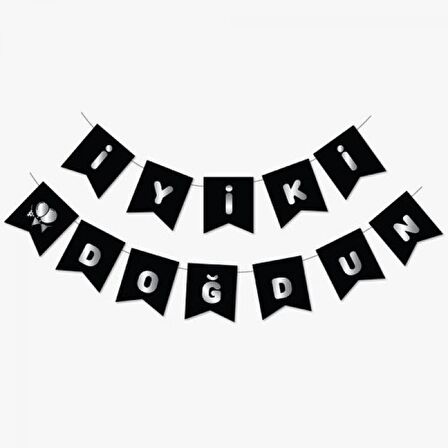 İyi Ki Doğdun Yazı Siyah/Gümüş Banner