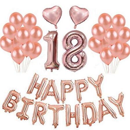 18 Yaş Rose Gold Balon Seti