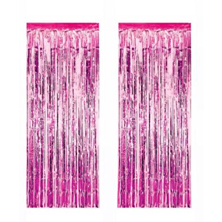 Metalize Pembe Arka Fon Süs 100*230 cm