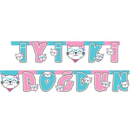 Sevimli Kedi Temalı Uzar Yazı Banner