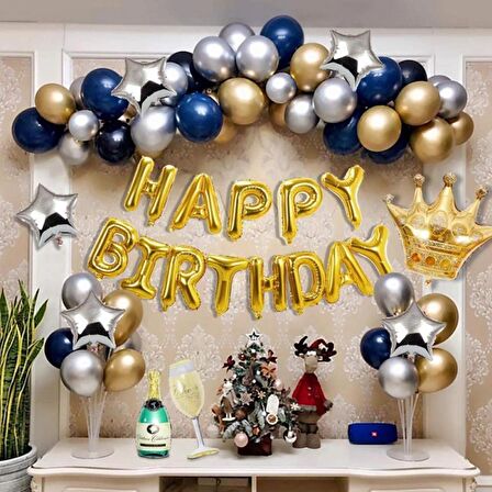 Happy Bırthday Gold Doğum Günü Balon Zincir Seti