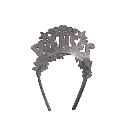 Prenses Gümüş Yazılı Metal Taç