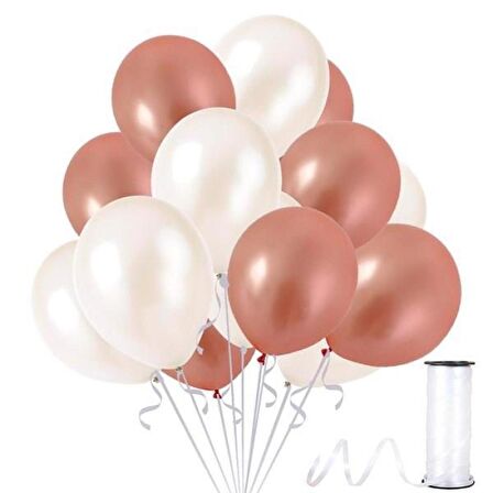 Metalik Rose Gold ve Beyaz Balon