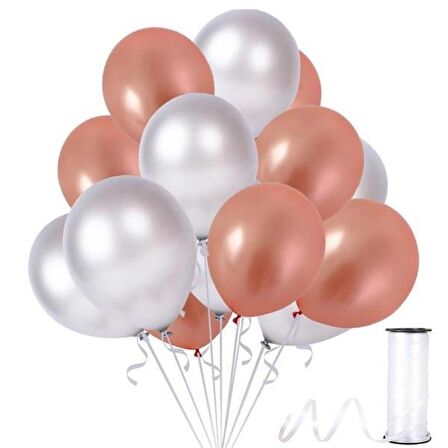 Metalik Rose Gold ve Gümüş Balon