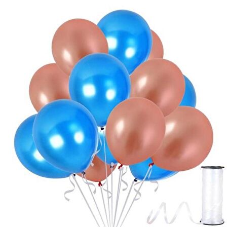 Metalik Rose Gold ve Koyu Mavi Balon