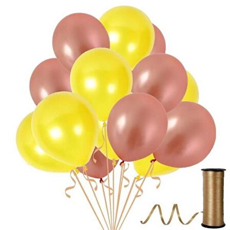 Metalik Rose Gold ve Sarı Balon