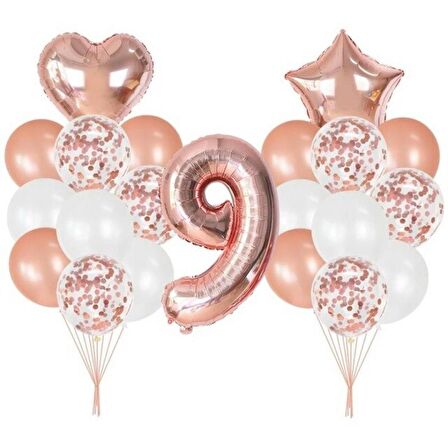9 Yaş Rose Gold Balon Seti