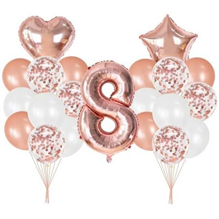 8 Yaş Rose Gold Balon Seti