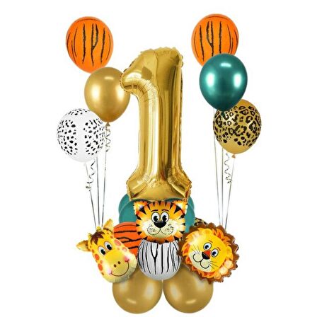 1 Yaş Gold Safari Temalı Balon Seti