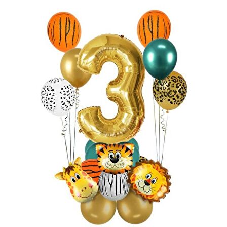 3 Yaş Gold Safari Temalı Balon Seti