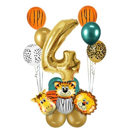 4 Yaş Gold Safari Temalı Balon Seti