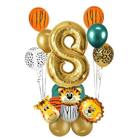 8 Yaş Gold Safari Temalı Balon Seti