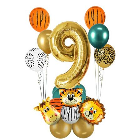 9 Yaş Gold Safari Temalı Balon Seti