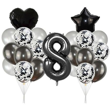 8 Yaş Siyah Balon Seti