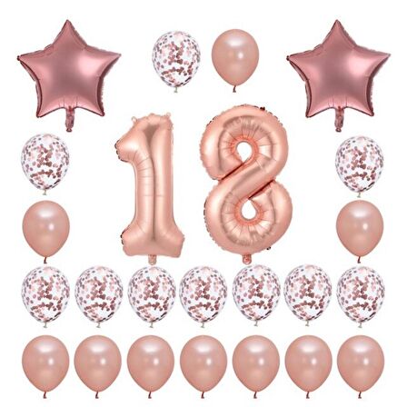 18 Yaş Rose Gold Balon Setleri