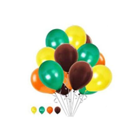 50 Adet Metalik Sarı Turuncu Kahverengi Yeşil Balon 4 Renk