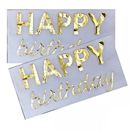 Gold Yaldızlı Happy Birtday Garson Katlama Peçete