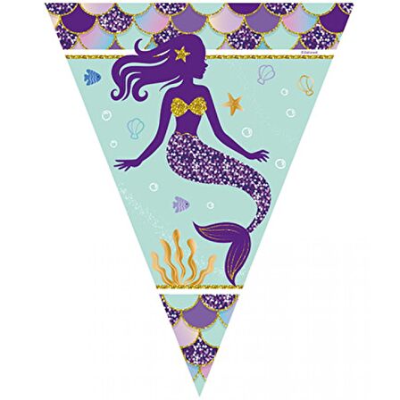 Deniz Kızı Pırıltılı Üçgen Flama Bayrak