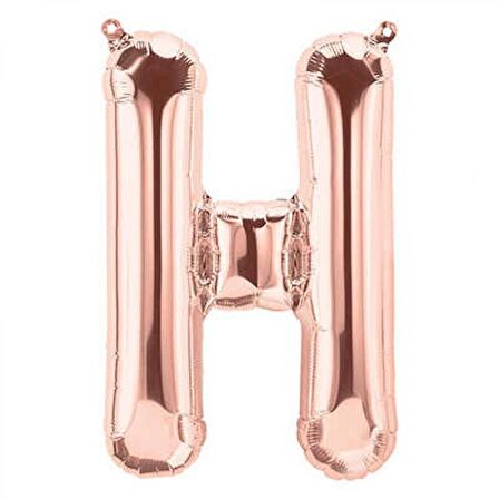 H Harfi Rose Gold Folyo Balon 40 inç 100 cm