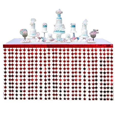 Metalize Kırmızı Yıldız Masa Püskülü