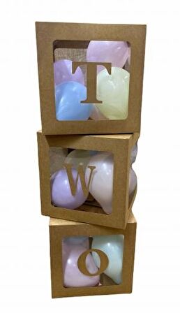 Şeffaf Kutu Two Yazılı Harf Kraft 25 cm