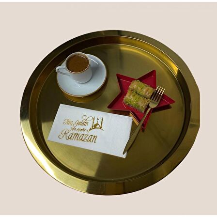 Gold Yaldızlı Beyaz Hoş Geldin Ya Şehr-i Ramazan Peçete 16 lı