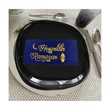 Gold Yaldızlı Lacivert Hoş Geldin Ramazan Peçete 16 lı