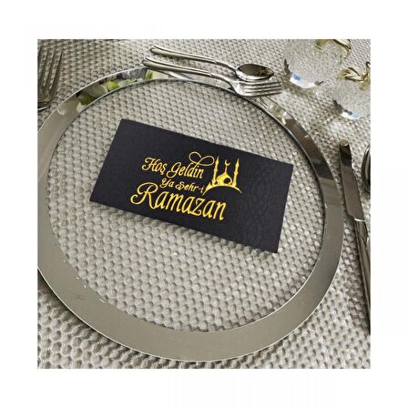Gold Yaldızlı Siyah Hoş Geldin Ya Şehr-i Ramazan Peçete 16 lı