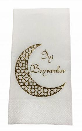 Gold Yaldızlı Beyaz İyi Bayramlar Peçete 16 lı