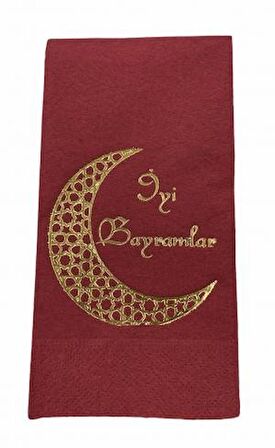 Gold Yaldızlı Bordo İyi Bayramlar Peçete 16 lı