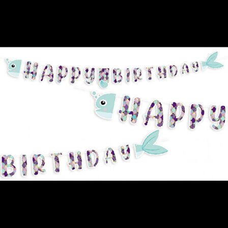 Deniz Kızı Pırıltılı Happy Bırthday Uzar Yazı Banner
