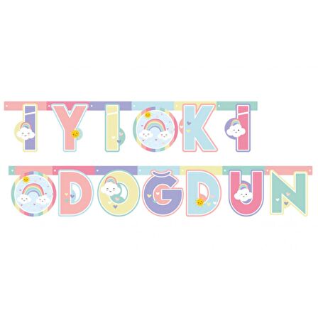 Gökkuşağı Bulut İyi Ki Doğdun Banner