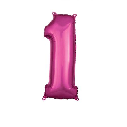1 Rakam Koyu Pembe Folyo Balon 80 cm
