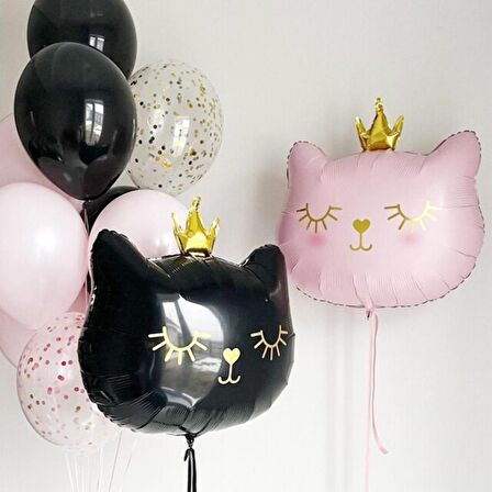Sevimli Kedi Folyo Balon Siyah 56x49 cm
