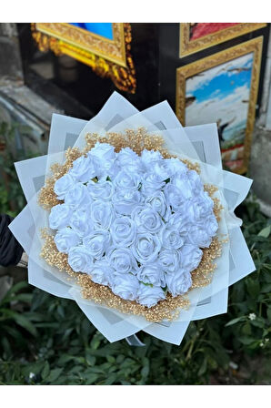 41 gül beyaz isteme cicegi gelin buketi söz çiçeği