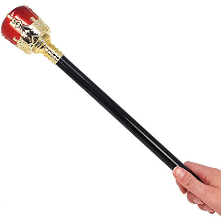Altın Renk 60 cm Kral Tacı Kraliyet Tacı ve Kırmızı Topuzlu Kral Asası Seti 