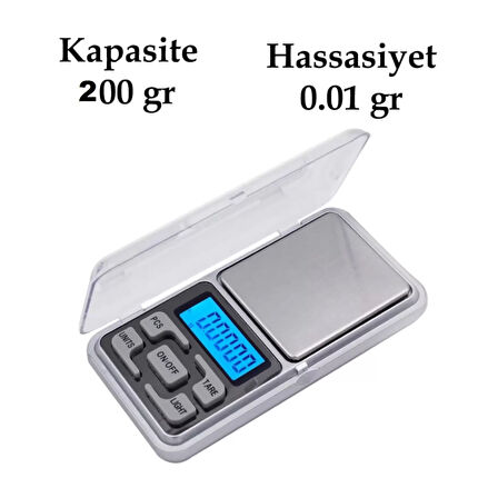 Dijital Hassas Elektronik Kuyumcu Cep Terazisi Tartı 200 gr / 0.01 gr 