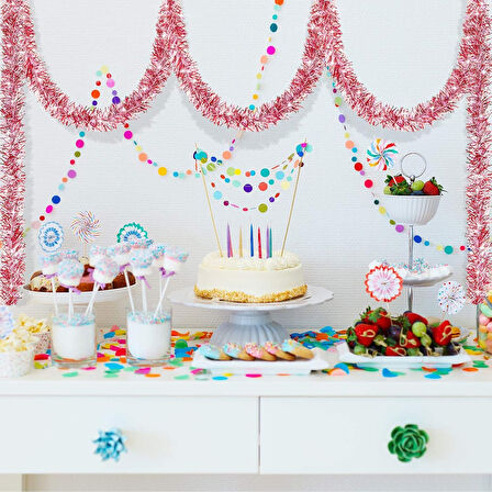 Parti İçin Sim Süs 2 Metre Uzunluk 8 cm Genişlik Pembe Renk İthal 