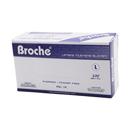 Broche  L  Pudrasız Muayene Eldiveni 100lü 