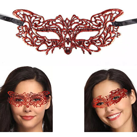 Kırmızı Dantel Masquerade Maskesi 9 No 