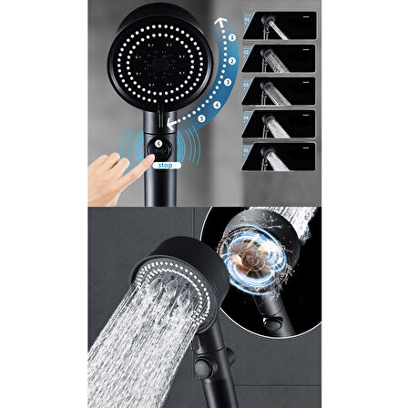 Duş Başlığı Pervaneli Serinletici Tasarım 5 Modlu 