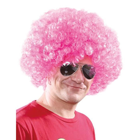 Açık Pembe Renk Kıvırcık Afro Bonus Peruk 