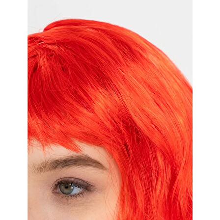 Kırmızı Renk Uzun Dalgalı Parti Peruğu 