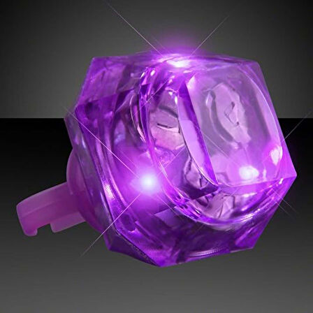 Kristal Tasarımlı Led Glow Işıklı 3 Modlu Mor Yüzük 3.5 x 5 cm 