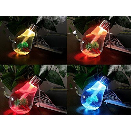 Hava Nemlendirici Ampul Görünümlü Hazneli Buhar Makinesi 400 Ml. 