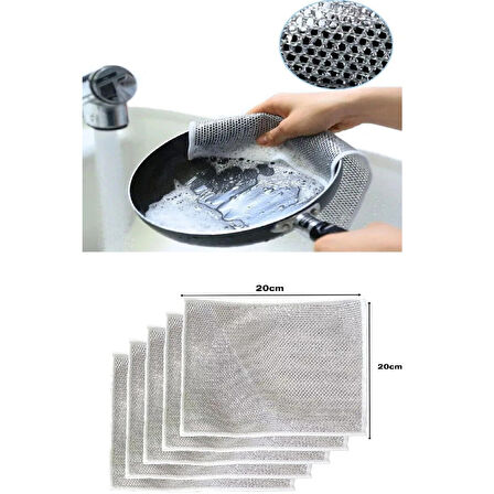 5 Adet Çok Fonksiyonlu Çizmeyen Tel Bulaşık Bezi Bulaşık Havlusu Bulaşık Temizlik Ovma Bezi 