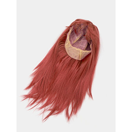 Kızıl Renk Düz Kesim Uzun Parti Peruğu Takma Saç 