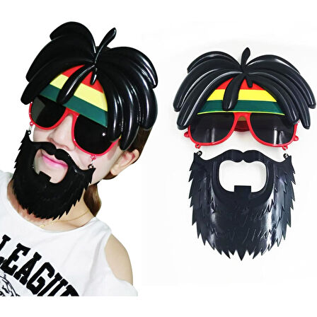 Rasta Peruklu Rasta Sakallı Bob Marley Bıyıklı Parti Gözlüğü 27x18 cm 